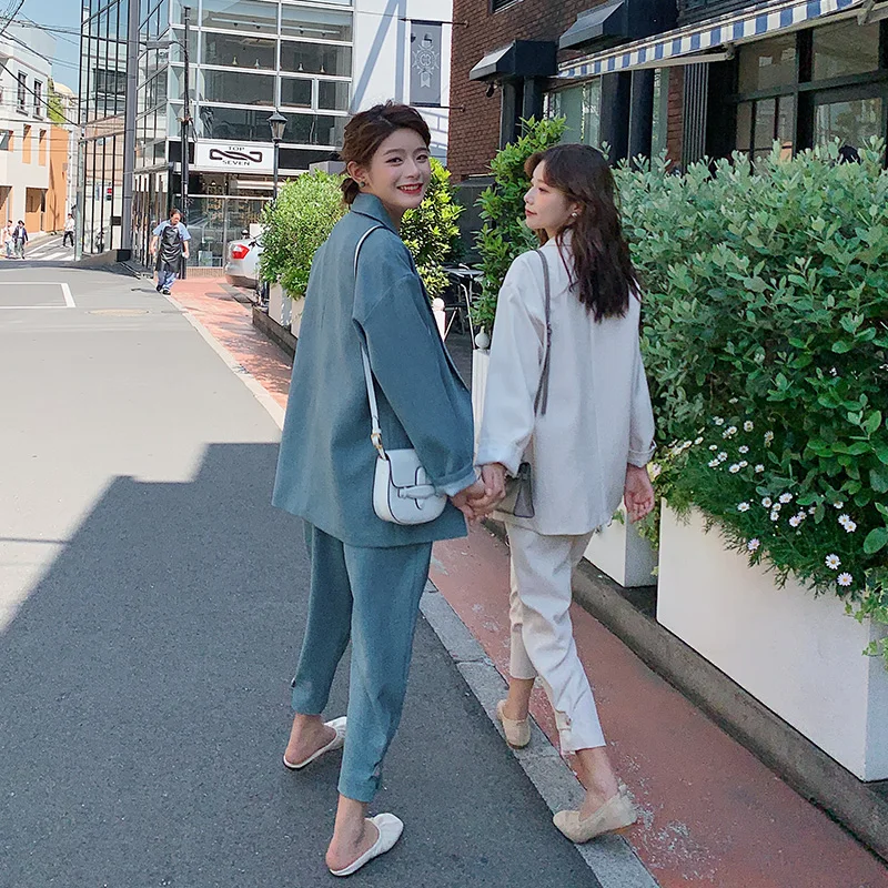 Новый женский офисный комплект из двух предметов однотонная двубортная Женская