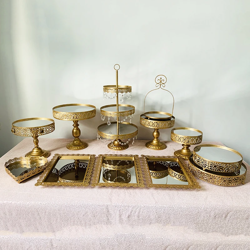 12pcs in set Подставка для торта круглая подставка для кекса металлическая подставка для десерта подставка для торта Золотая - Цвет: 12pcs in set