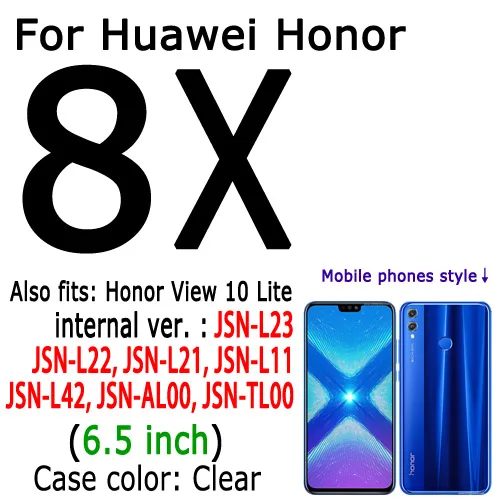 8X Для huawei Honor 7A 8A Pro 8S 8C 8X Max 7C 7s Чехол прозрачный мягкий гелевый ТПУ силиконовый чехол для телефона AUM-AL00/AL20/Dua-L22 - Цвет: 8X