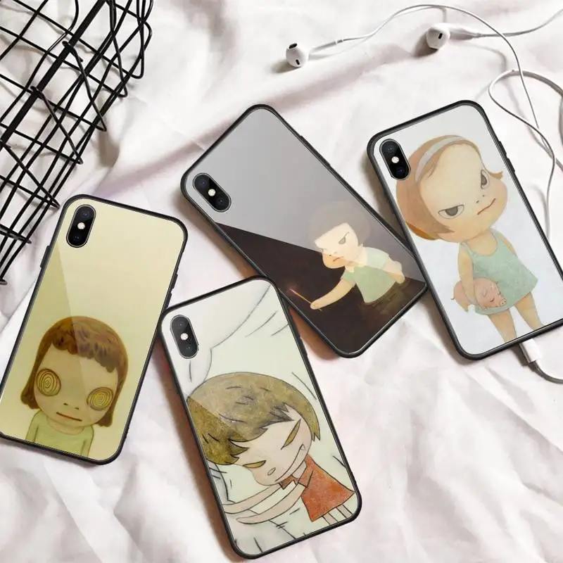 

Yoshitomo Nara artnet Anime Girl Phone Case Tempered glass For iphone 6 7 8 plus X XS XR 11 12 13 PRO MAX mini
