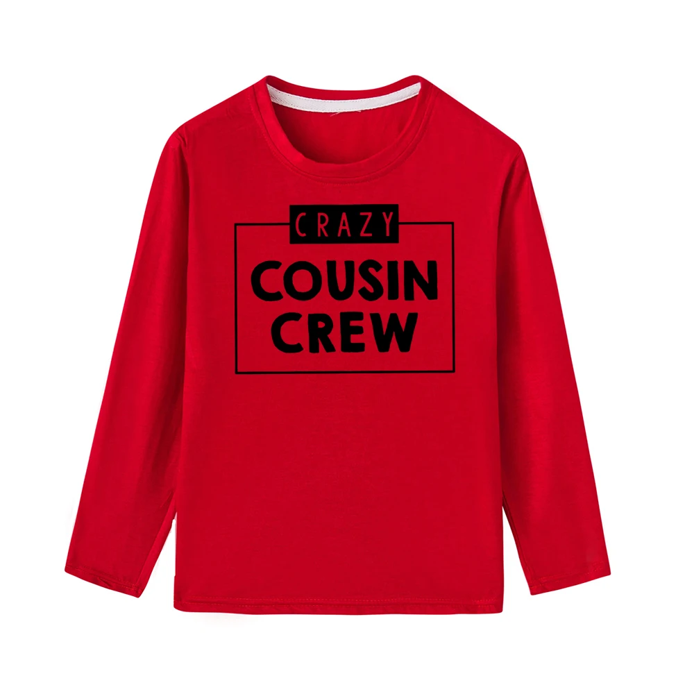 52B9-KLTRD- Детская футболка Crazy Cousin Crew; модная футболка с длинными рукавами для малышей; одинаковые футболки для мальчиков; Детские повседневные футболки с круглым вырезом - Цвет: 52B9-KLTRD-