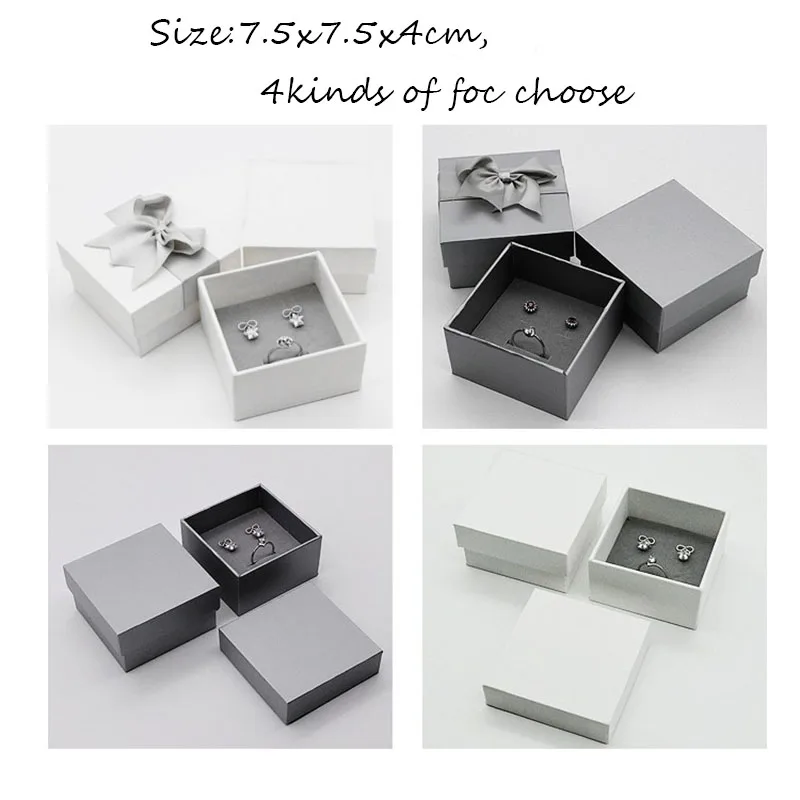 Square jewelry organizer box Engagement Ring For Earrings Necklace Bracelet Display Gift Box Ribbon Jewelry Storage Boxes 40pcs