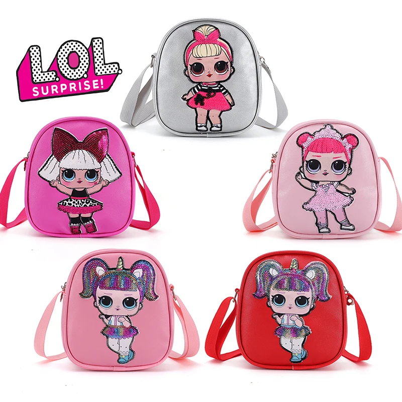

LOL Surprise Dolls New LED Light Shoulder School Bag PU Children Backpack for Girls Cute Fashion Cartoon Travel Coin Purse 2S69