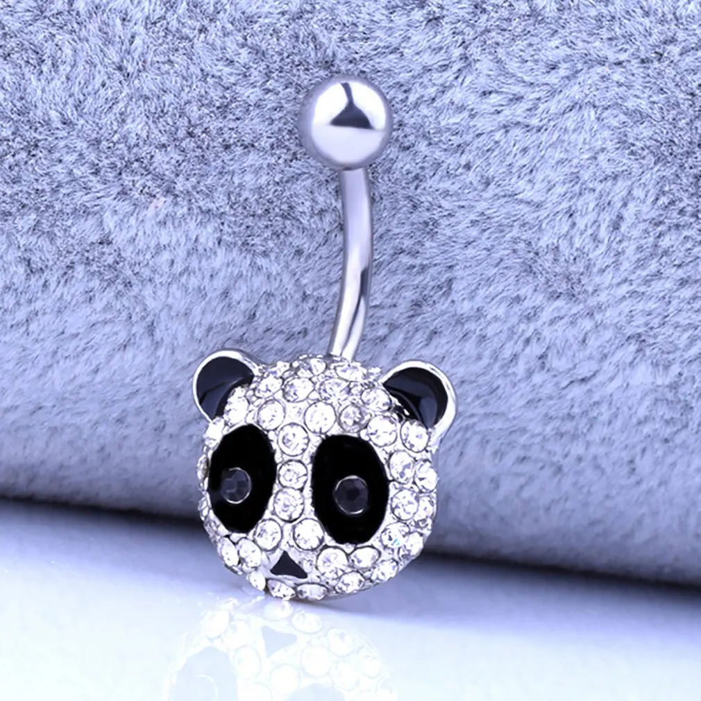 Q01344 National Wind Panda Diamond Piercing Jewelry Bright Belly Button Ring Navel Rings Anti Allergy Jewellery |