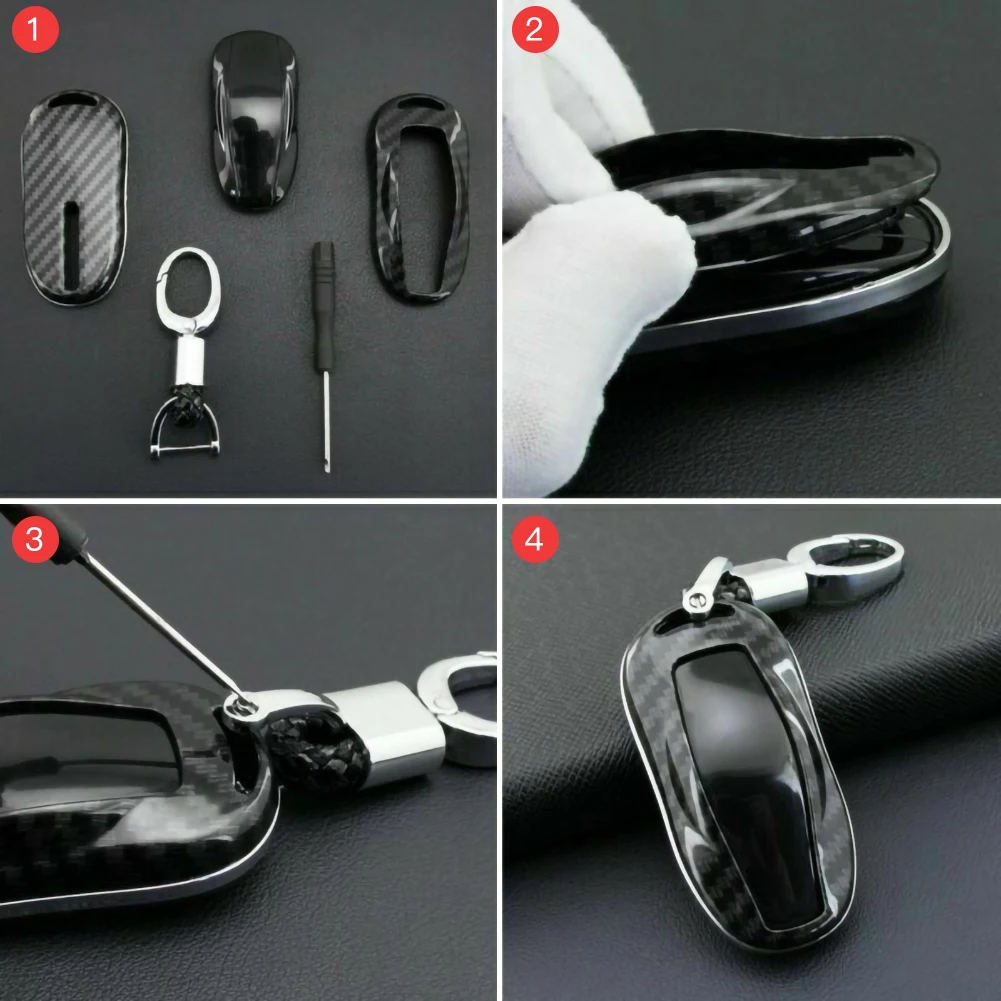 Жесткий Чехол для автомобильного ключа из углеродного волокна 1 шт. аксессуары