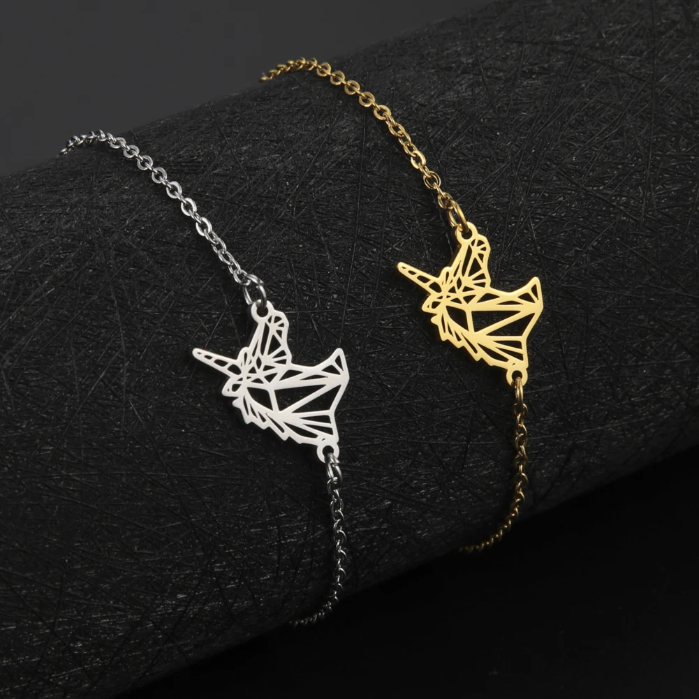 Skyrim Женский браслет из нержавеющей стали золотого цвета с изображением оригами