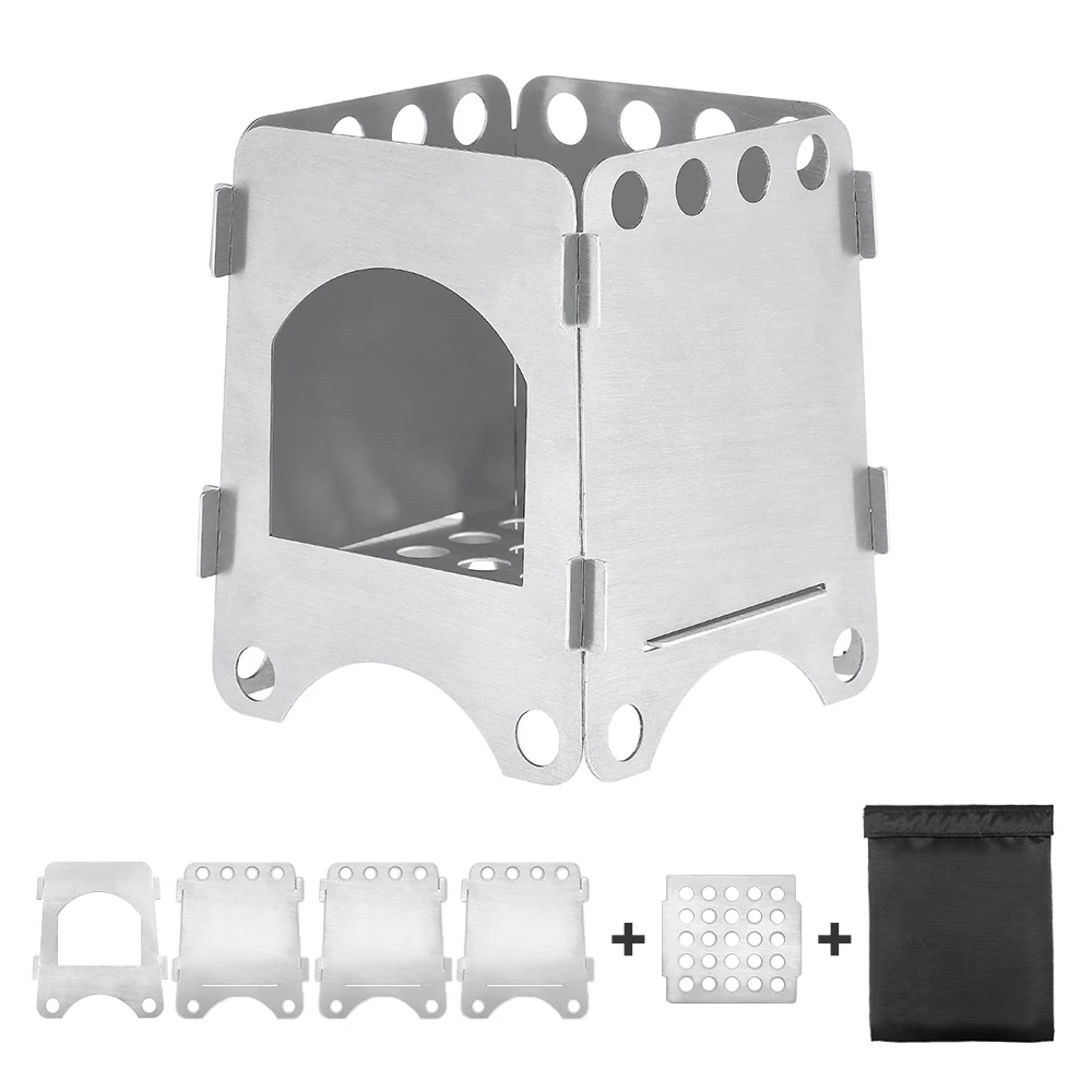 

Ultralight Camping Wood Stove Folding Pocket Stove Outdoor Backpacking Cooking Wood Burning Stove Hiking Picnic Stove