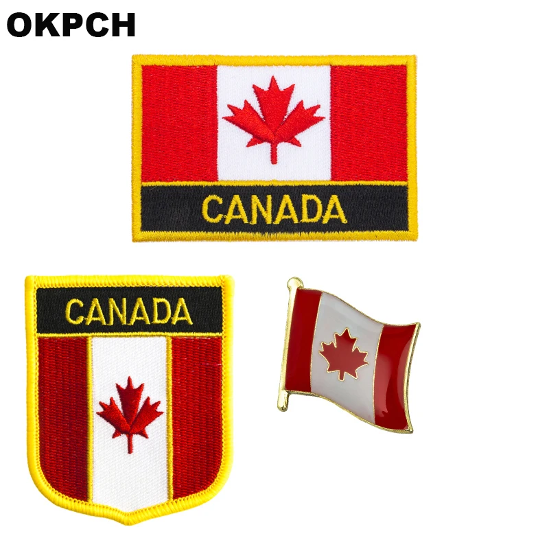 Нашивки с вышивкой национальным канадским флагом для одежды металлические
