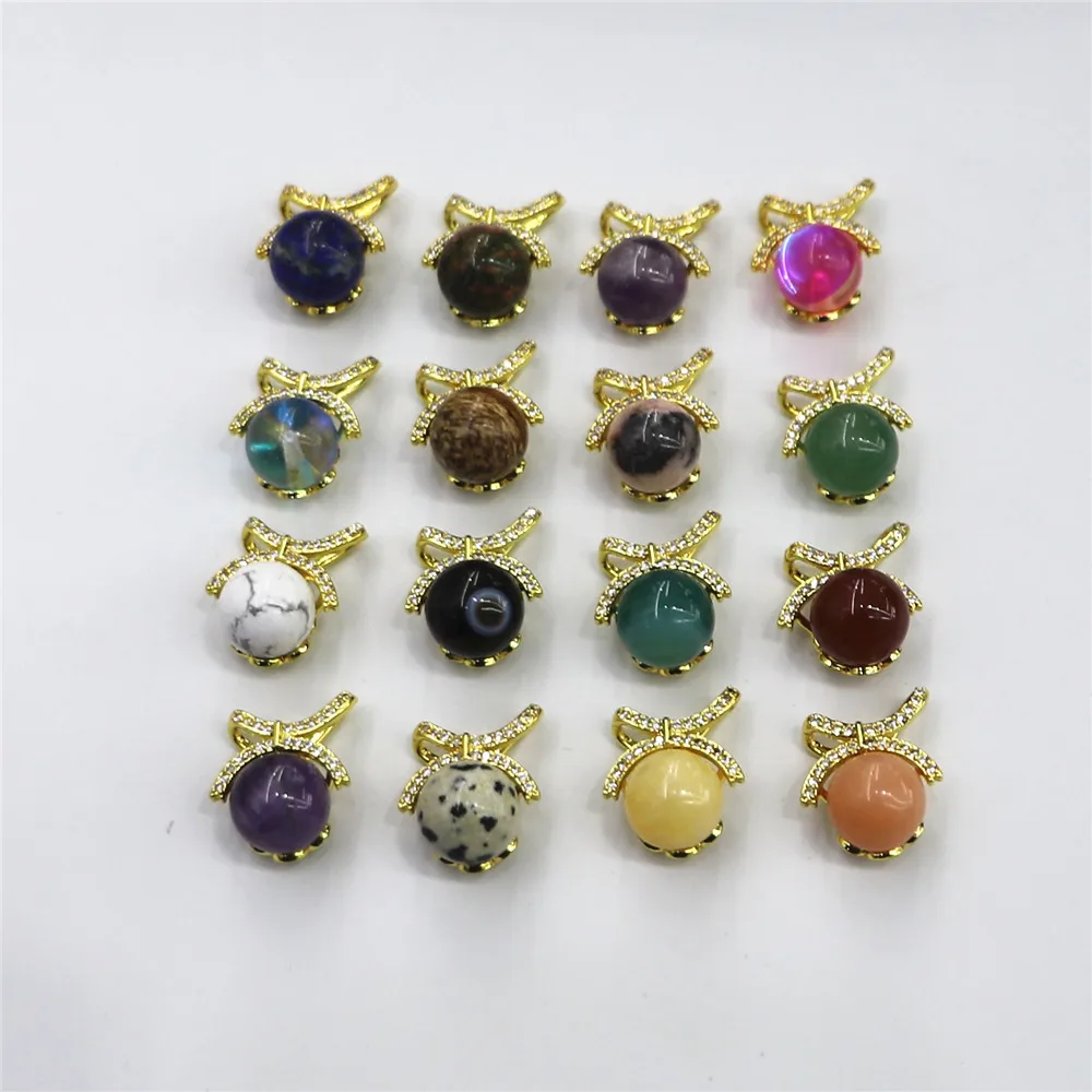 

Подвеска с кристаллами аметиста, модные ювелирные изделия, подвеска из сплава с покрытием серебром и бриллиантами, натуральный круглый шар,...