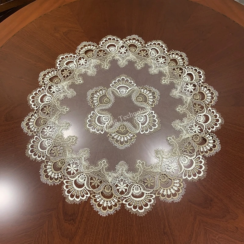 

Embroidered Warm large round tablecloth table cloth American art lace double yarn Transparent cover small disc table mat HM98
