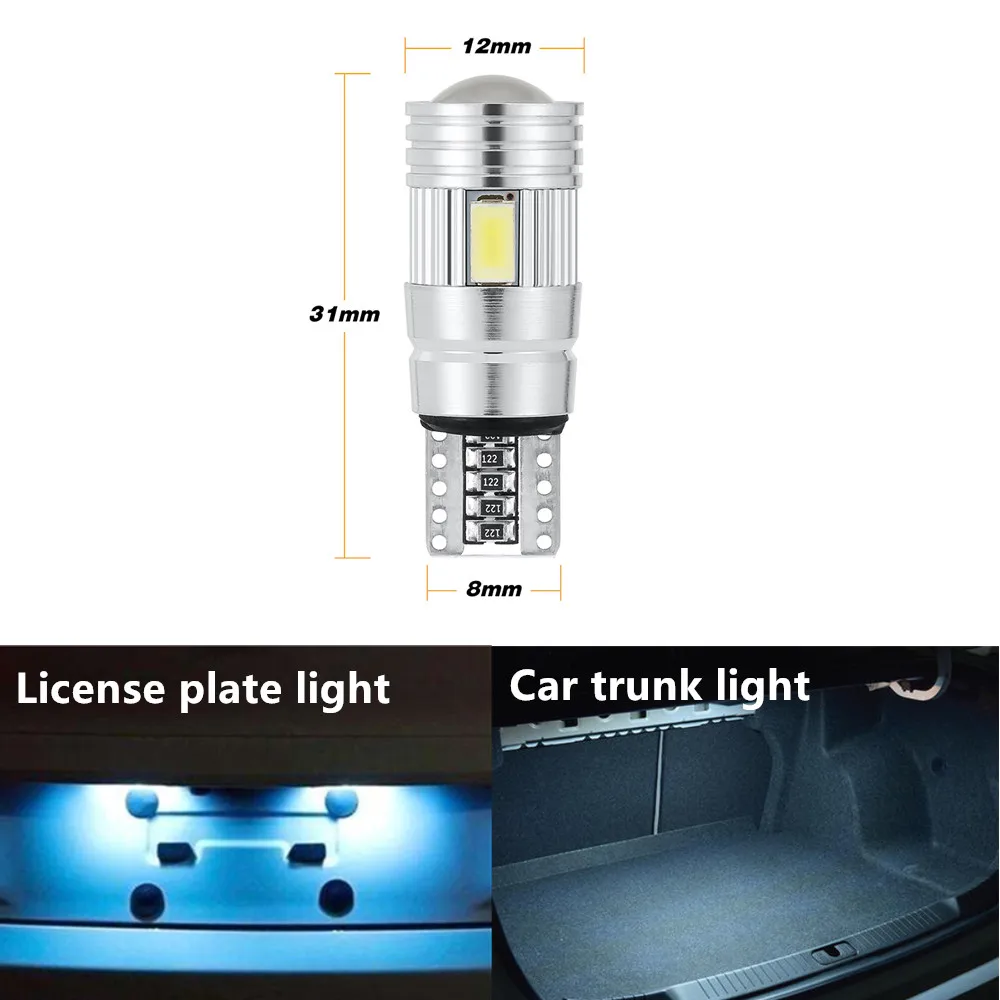 2 шт. T10 W5W 194 5630 Светодиодный автомобильные лампы 6 SMD HID CANBUS безотказный автомобильный боковой светильник на танкетке, светильник для номерного знака, потолочный светильник