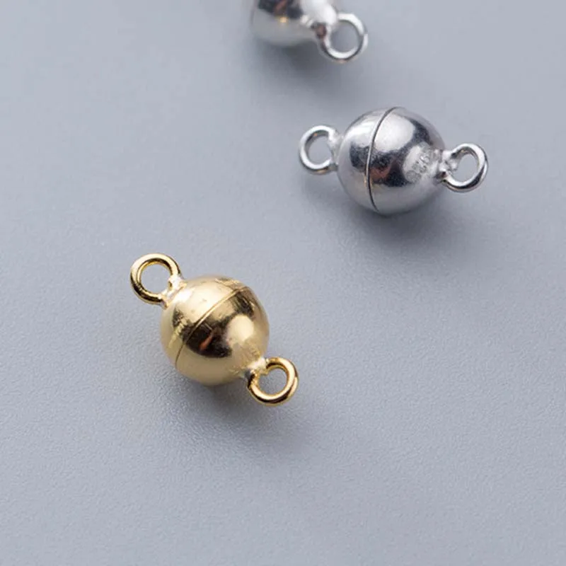 Настоящая однотонная Магнитная застежка для изготовления украшений из серебра с