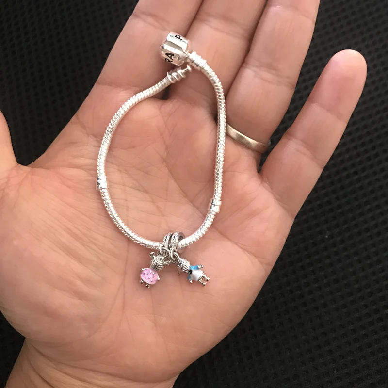 LMNZB Original Solid 925 Silver Bracelet with lovers Boy&Girl Charms 3MM Snake Bone Charm Bracelet For Women Gift Jewelry