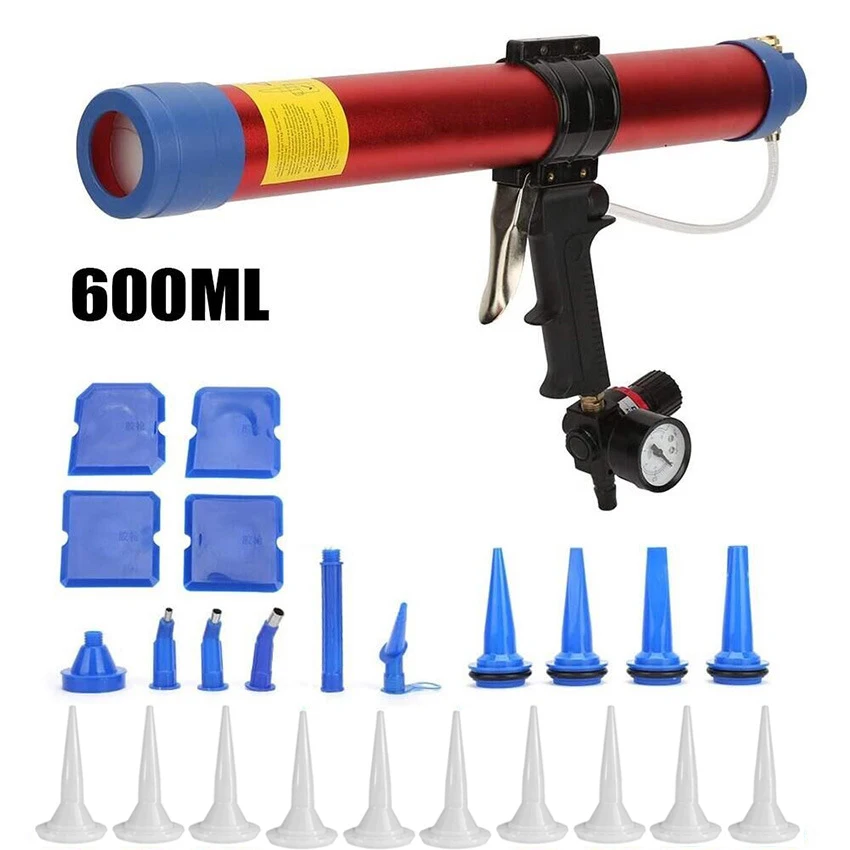 

600ml pneumatic sealant gun air valve silicone sausage caulking tool glass rubber grouting pressure gun caulking nozzle