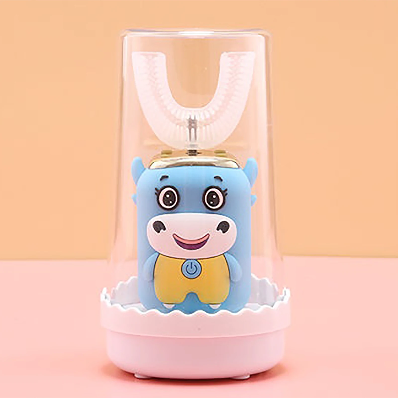 

ET-UC04-Cow Waterproof Sonic Rechargeable Electric Toothbrush with Replacement Brush Head Brushing Children Cartoon Pattern