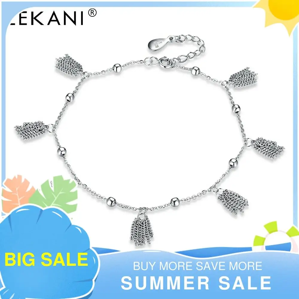 LEKANI натуральная S925 ножные браслеты из стерлингового серебра для Для женщин