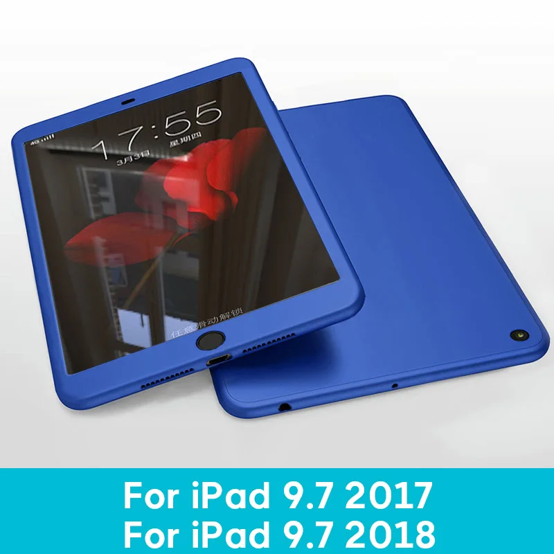 9.7 2017 2018 NV Силиконовые 360 Полное покрытие чехол для iPad 10,2 9,7 чехол для iPad mini, 4, 5, Чехол для iPad Pro 10,5 воздуха на возраст 1, 2, 3, со стеклом - Цвет: 9.7 2017 2018 NV