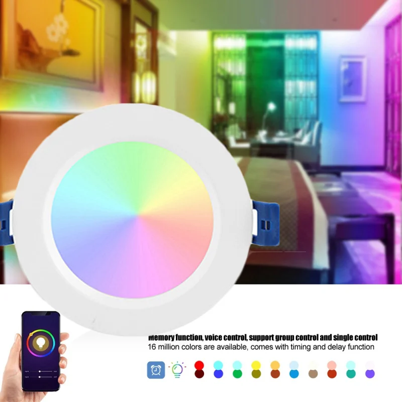 

10W/12W Tuya Zigbee Smart LED Plafond Downlight RGB APP Dimming Round Ceiling Lamp 2700-6500K Spot Lighting For Alexa Smartthing