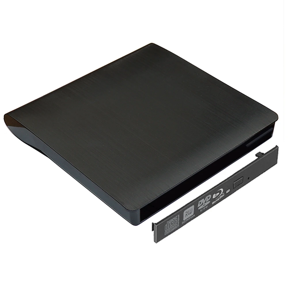 Black 9.0/9.5mm USB 3.0 External Blu-Ray DVD/CD-ROM Case For Laptop Desktop PC Optical Disk Drive SATA External DVD Enclosure
