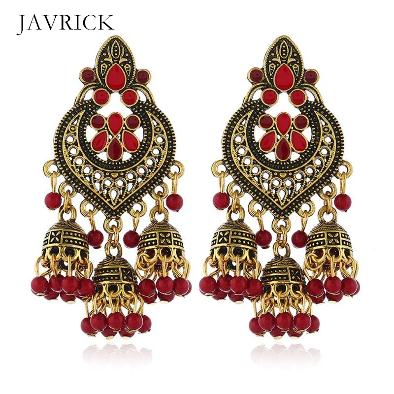 

Retro Indian Bollywood Kundan Jhumka Jhumki Drop Earrings Gypsy Dangle Earring Jewelry Women Ear Accessories Jewelry Gift