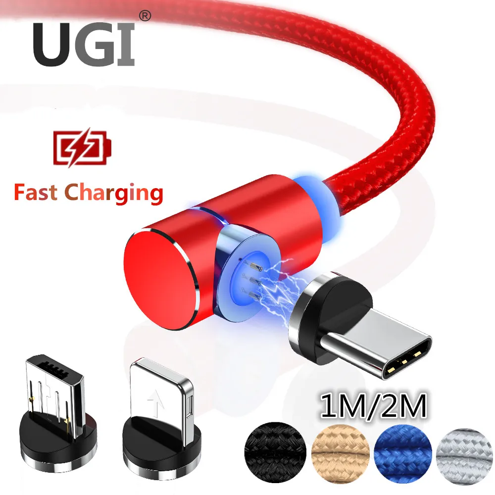 UGI 360 ° Магнитный адаптер светодиодный Micro USB C type зарядный кабель для samsung S8 S9 iPhone 11