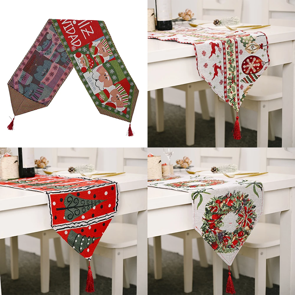 

Christmas Decoration Dinning Table Runner Exquisite Table Flag For Christmas Tablecloth Placemat Home Party Xmas Table Decor