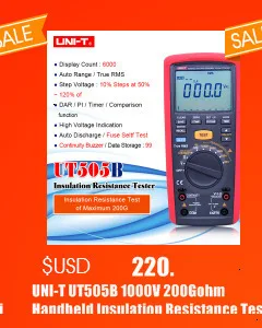ЖК-дисплей с подсветкой UNI-T UT501A 100V-1000V мегомметром изоляции заземления Измеритель сопротивления заземления тестер Мегаомметр вольтметр