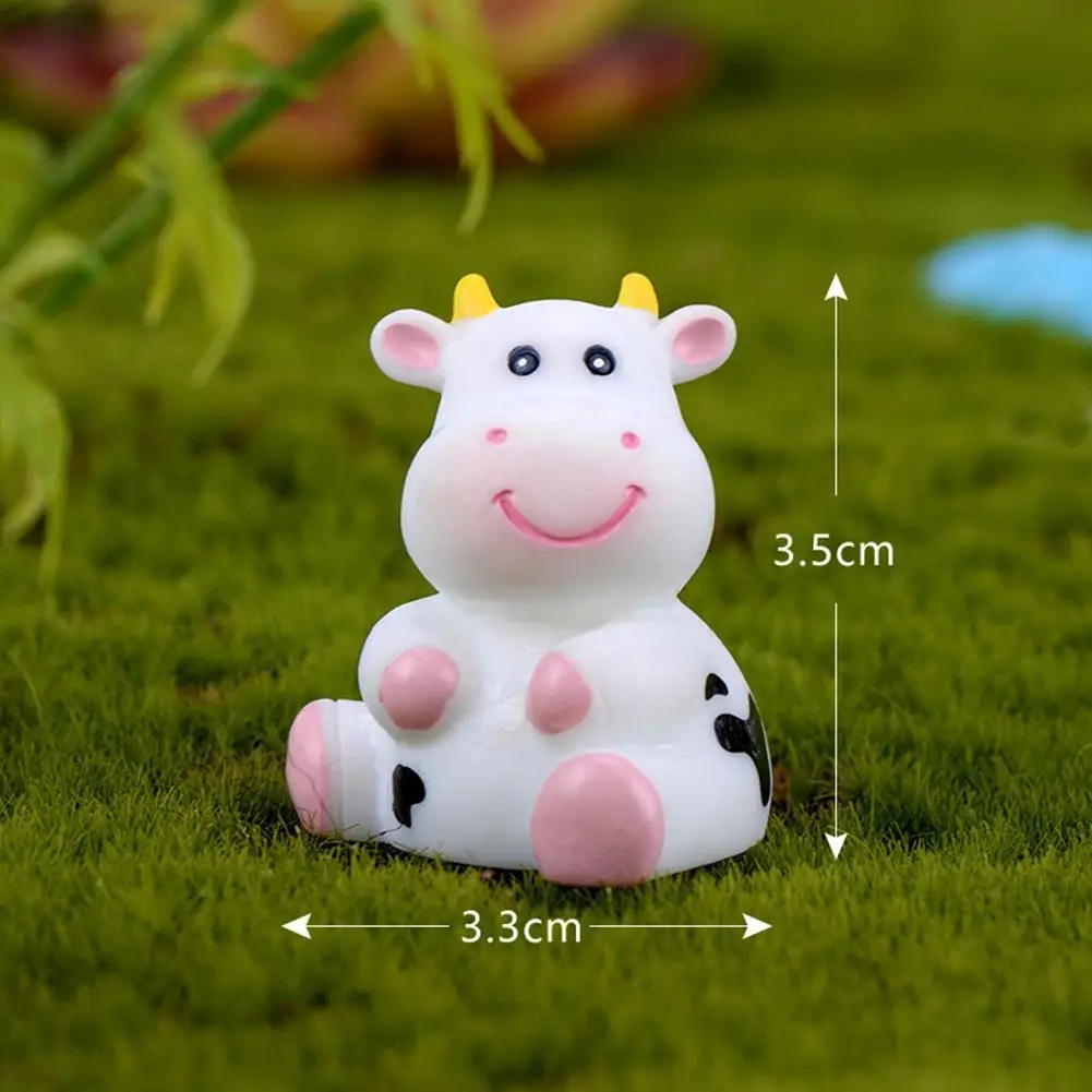 

Cute Milk Cow Animal White Cattle Micro-landscape Resin Decorative Ornaments Diy Table Desk Decoration Material Animal Figure