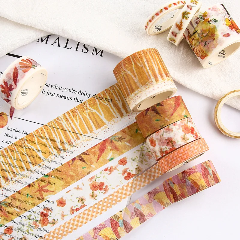 

10 Rolls Masking Washi Tape Set Vintage Floral Plant Autumn Decorative Sticker Diy Adhesive Label For Scrapbooking Planners