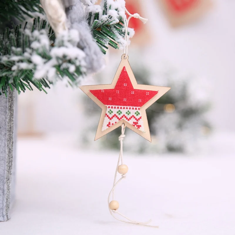 Деревянная звезда рождественская подвеска Рождественская елка висячая капля
