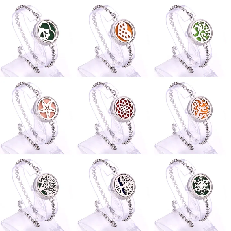 Новый браслет с ароматом 20 стилей медальон из нержавеющей стали аромадиффузором