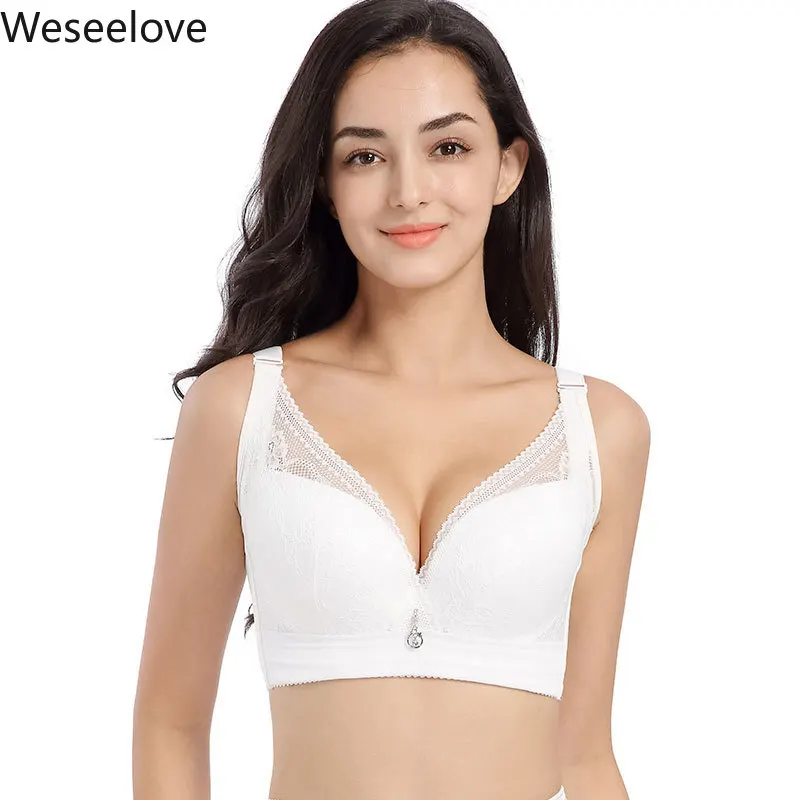 

Weseelove 2020 New Hot Sale Bras Soutien Gorge Femme Push Up Bra Large Cup Soft Adjustable Gather Bra Lace Bralette Woman X30-4
