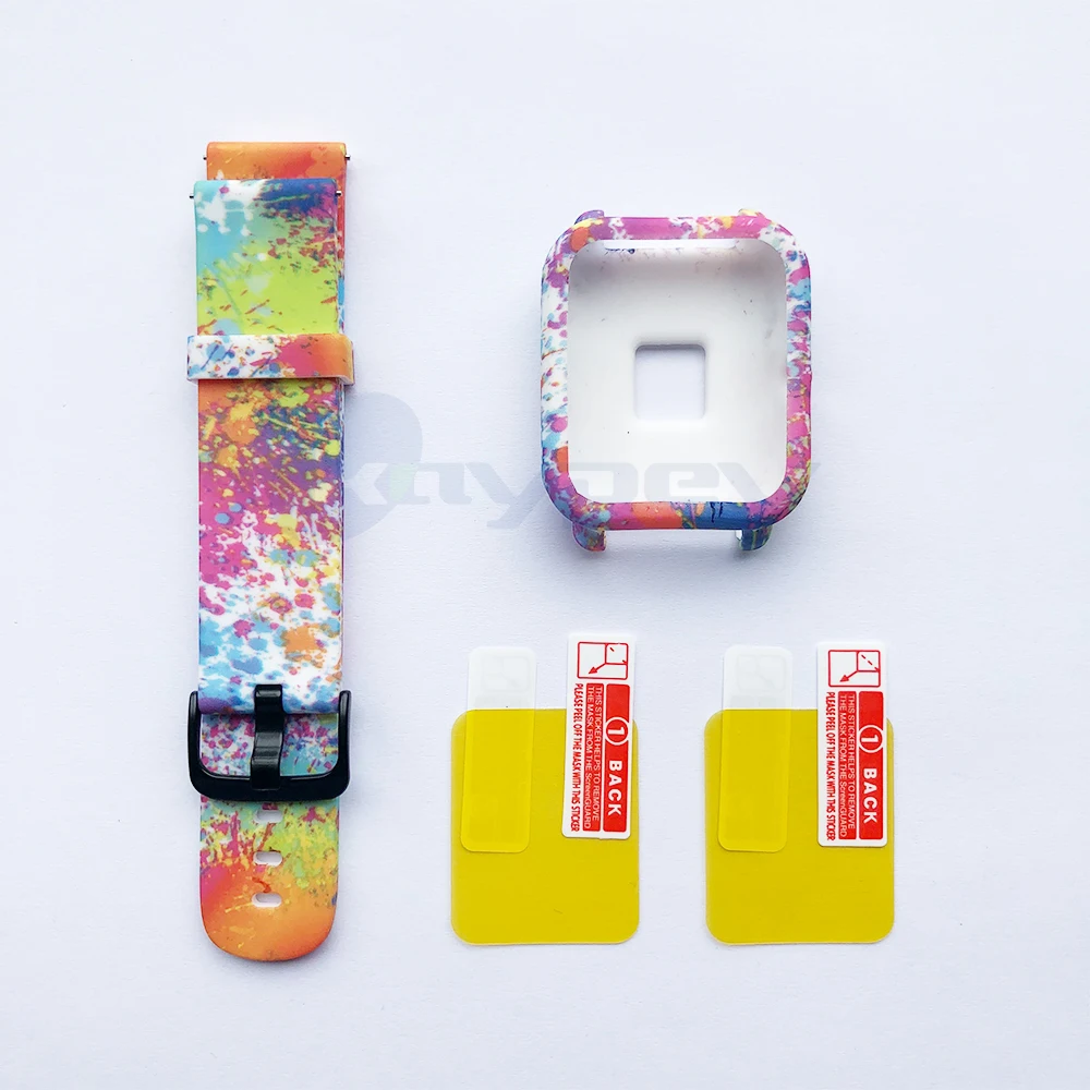 Ремешок 4 в 1 для Amazfit Bip силиконовый Камуфляжный Браслет Для Xiaomi Bit Youth 20 мм