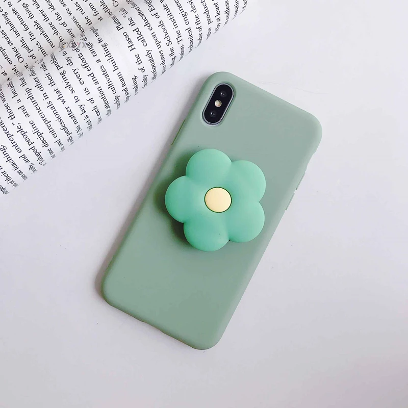 3D милый цветочный мультяшный мягкий чехол для iPhone X XR XS 11 Pro Max 6S 7 8 plus Чехол-держатель для samsung S8 S9 S10 A50 Note 8 9