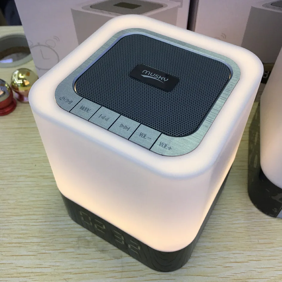 

Bedroom Night Light Wireless Bluetooth speaker clock clock LED colorful atmosphere light card Alarm clock With time