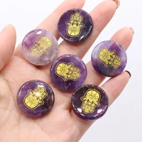 6pc natural stone hamsa hand beads reiki heal polished amethysts divination bead for women meditation jewelry gifts