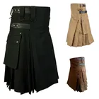 Модная шотландская традиционная юбка для мужчин, средневековая металлическая юбка, плиссированная юбка, костюмы на Хэллоуин, карнавал, косплей
