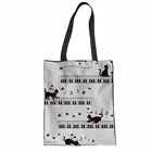 Холщовая Сумка-тоут Kui Liu с принтом музыки и кошек, вместительная Женская сумочка-тоут, шоппер, Пляжная летняя сумка