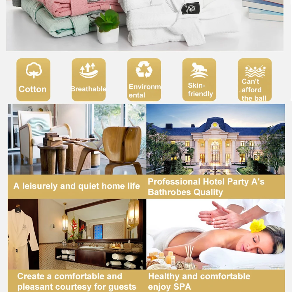 100% Cotton Waffle Bathrobe Female Dresses Summer Thin Robes for Women Hotel SPA Sleepwear Sexy Couples Nightie Towel Nightwear