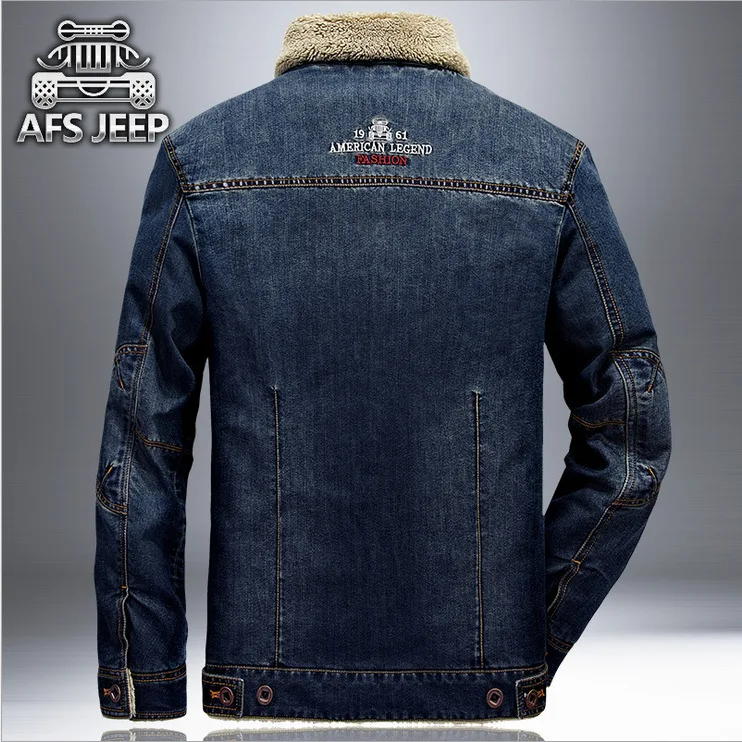 

new winter denim cotton padded men's Plush Lapel cotton padded jacket warm wool collar jacket for men's loose size 5915