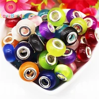 10 pcs 2021 new large hole cat eye color beads murano spacer charms silver plated cores fit pandora bracelet diy women jewelry