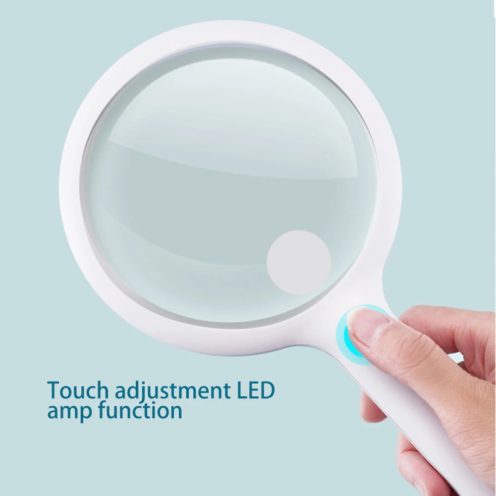 

3x/10x HD Handheld Magnifying Glass Lens with LED Lights Rechargeable Touch Switch Illuminated Magnifier Loupe for Reading