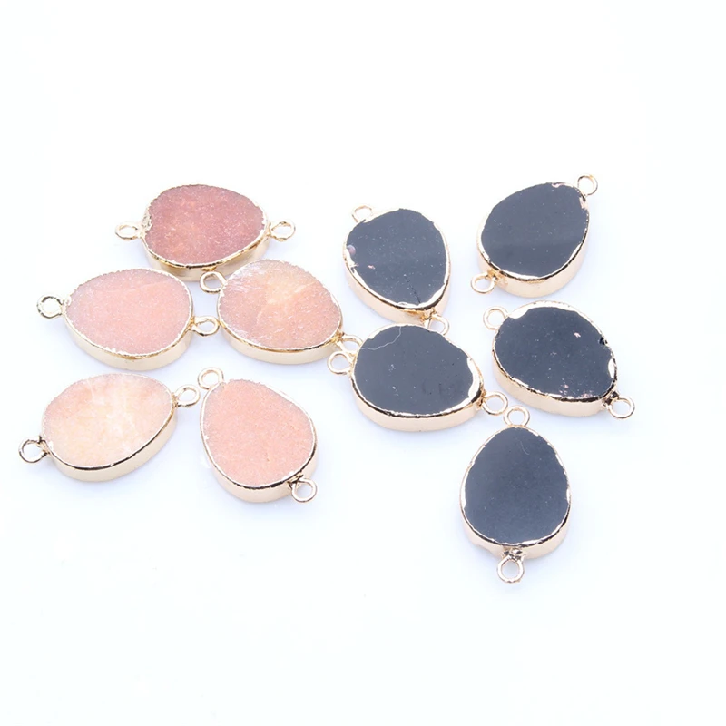 1 шт. натуральный камень обсидиан Красный Авантюрин разъем яйцо Druzy Кристалл