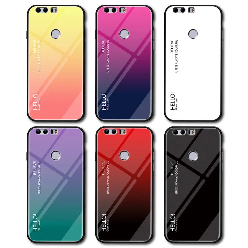 Huawei Honor 8 8S Case Gradient Aurora Tempered Glass Back Cover For Lite Honor8S KSA-LX9 KSE-LX9 Coque Capa | Мобильные телефоны и