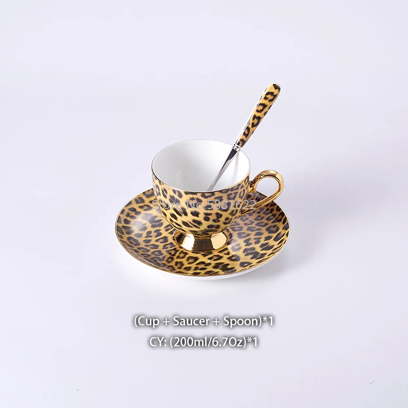 

Leopard Print Bone China Coffee Set Luxury Porcelain Tea Set Pot Cup Ceramic Mug Sugar Bowl Creamer Teapot Drinkware Coffeeware