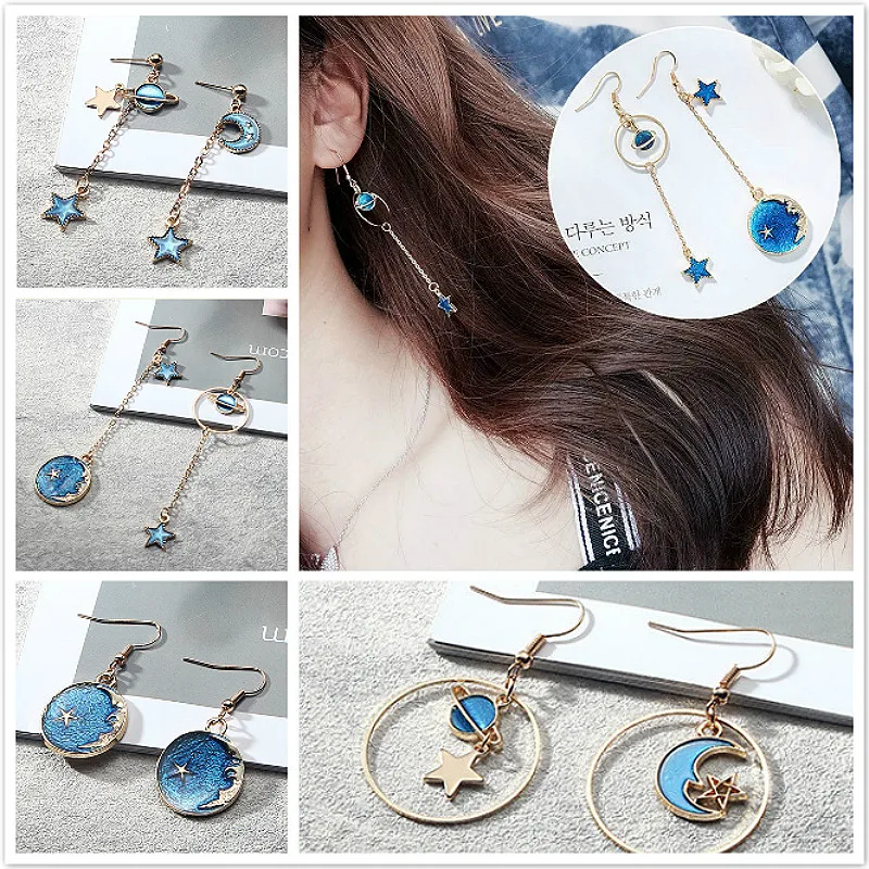 Лидер продаж модные серьги-клипсы милый простой Асимметричный кулон с