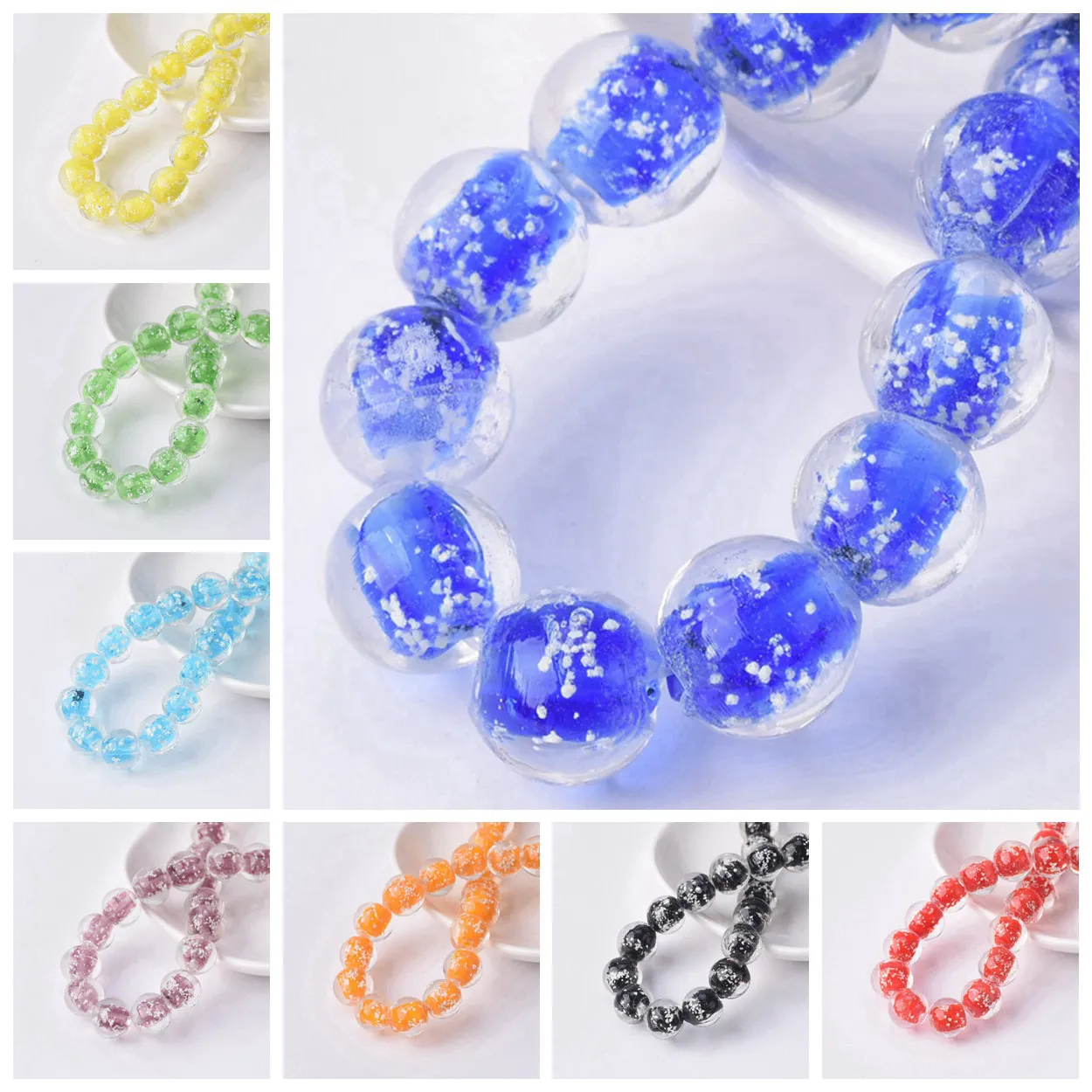 

Round 10mm Handmade Luminous Lampwork Glass Loose Beads For Jewelry Making DIY Crafts Findings