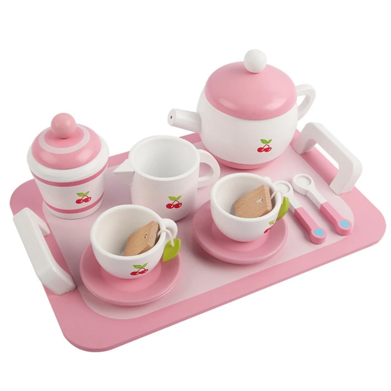 

Kids Tea Party Pretend Play,Baby Wooden Tea Set Toys,Kitchen Tableware Playset for Girls Afternoon Tea Role Play(12 PCS)