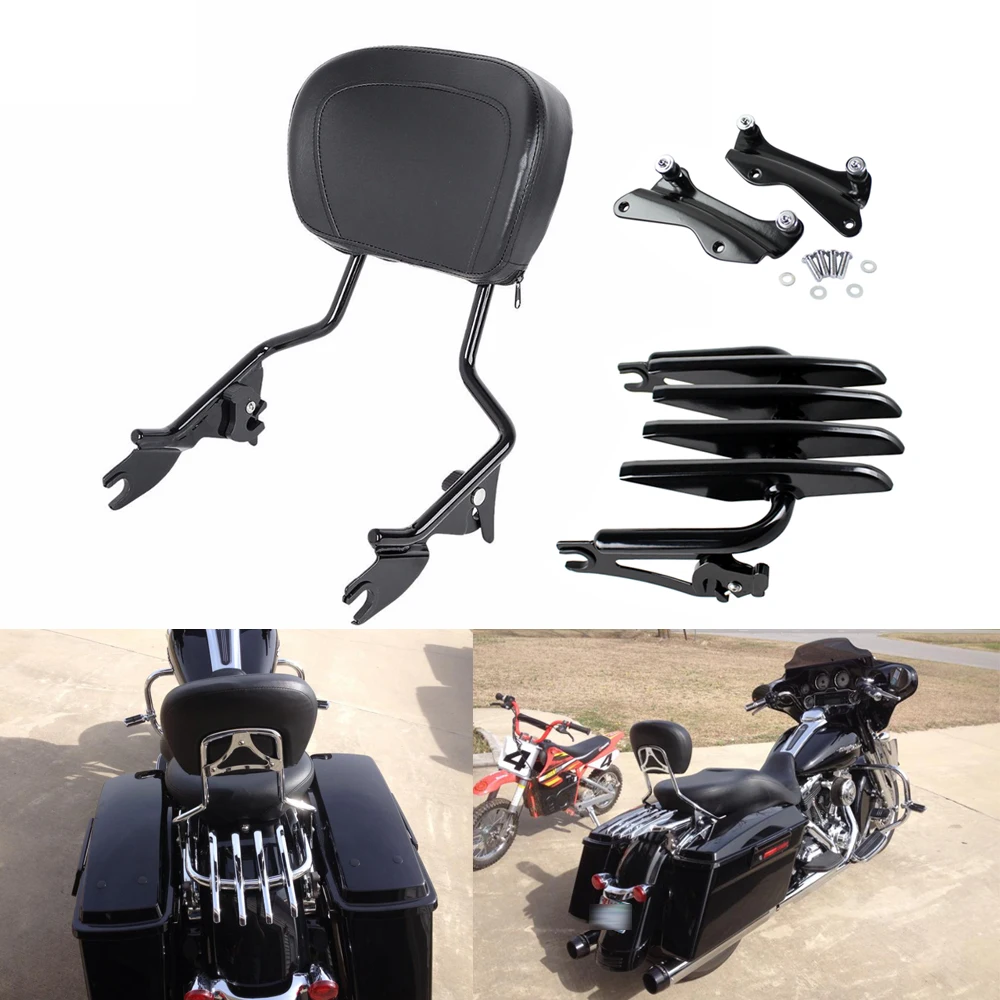 

Motorcycle Sissy Bar Backrest Stealth Luggage Rack Docking Kit For Harley Touring Road King Street Glide Road Glide 2014-2022