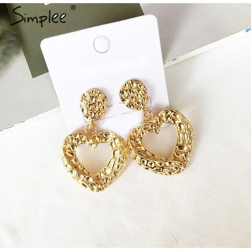 Simplee модные открытые женские серьги в форме сердца старинные ювелирные украшения женские модные серьги шикарные вечерние женские аксессуары